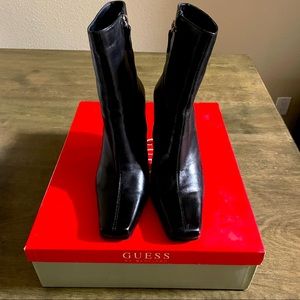 Guess Black High Heel Leather Boots size 7 New in Box